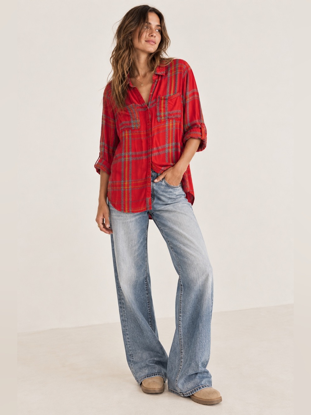 Red Soft Plaid Shirt